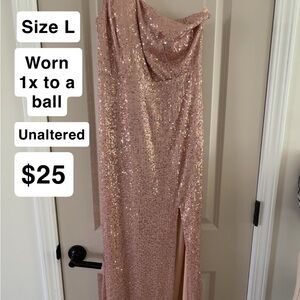SHEIN One Shoulder Sequin Dress - Pink